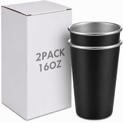 Mimorou 2 Pack Stainless Steel Pint Cups Metal Cups Unbreakable Drinking Water by Mimorou