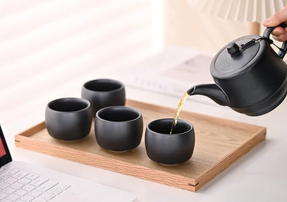 Rural Style Small Ceramic Espresso Cups Set of 4 Coffee Mugs 5oz Black | Tea - Image 5