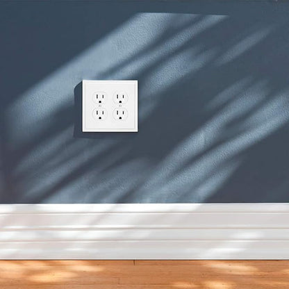 Henne Bery Modern Edge Decorative Wall Plate Switch Plate Outlet Cover, Durable Solid Zinc Alloy (Double Duplex, White)
