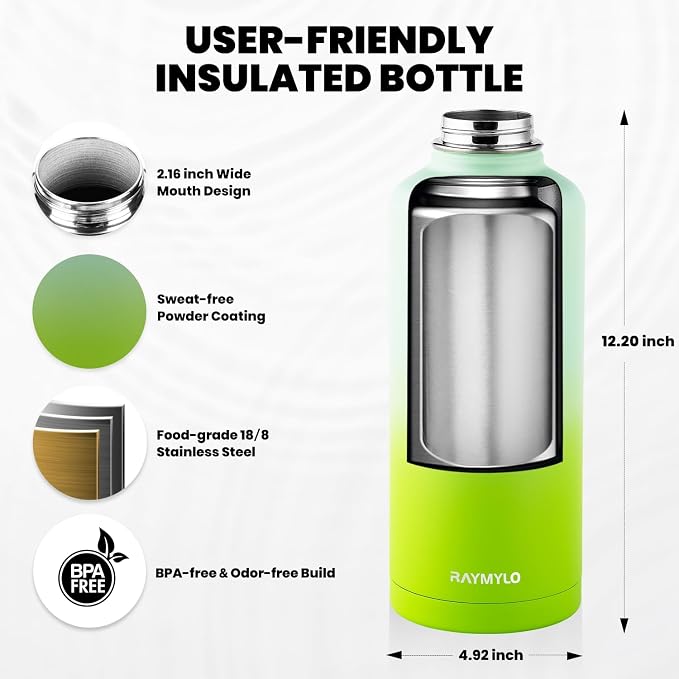 RAYMYLO Insulated Water Bottle 87 oz, Triple Wall Vacuum Stainless Steel | - Image 5