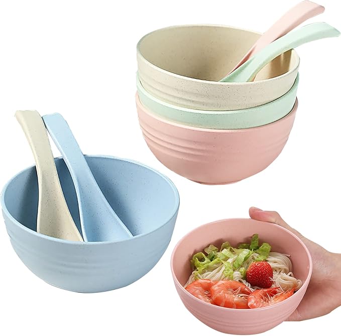 8 OZ Small Bowls Set Cereal Bowls Wheat Straw Bowl Assorted Color Dessert Bowls by Kukiwhy