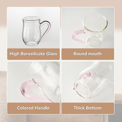 COMI Glass Coffee Cups, 8oz Clear Coffee Cups Set of 6, Lightweight Glass Mugs - Image 4