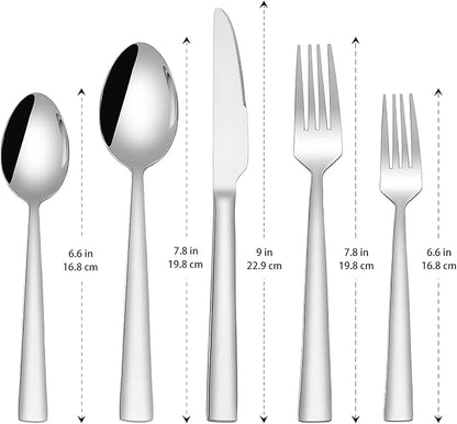 Silverware Set for 4, 20-Piece Stainless Steel Flatware Cutlery Set, Square - Image 2