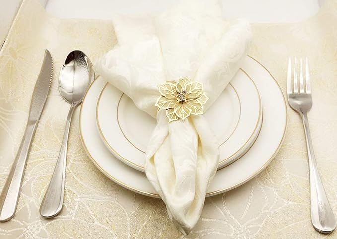 NAGU Flower Napkin Rings Set of 6, Hollow Out Floral Napkin Holder Adornment - Image 6