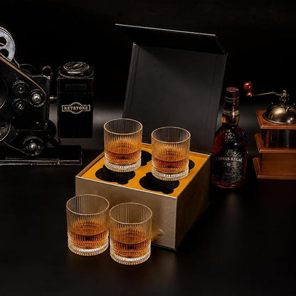 Vintage Whiskey Glasses Set of 4, 12 oz Crystal, Luxury Gift Box | Old fashioned - Image 7