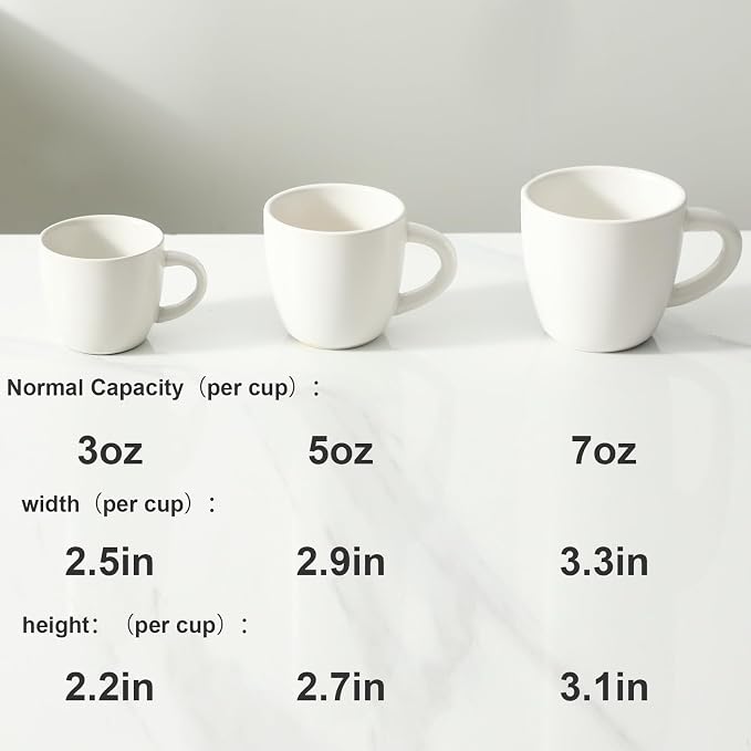 HASENSE Ceramic Espresso Cups Set, 4 Pack White Coffee Cups, Mini Latte - Image 7