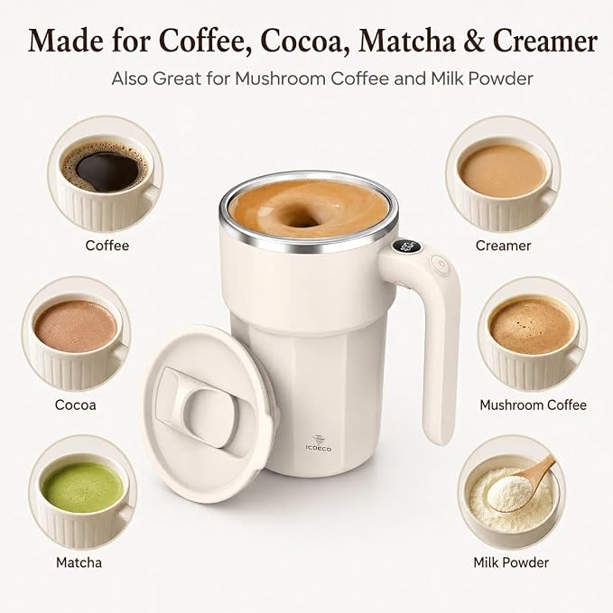 Self Stirring Coffee Mug, 12oz Rechargeable Magnetic Mixing Cup - Image 5