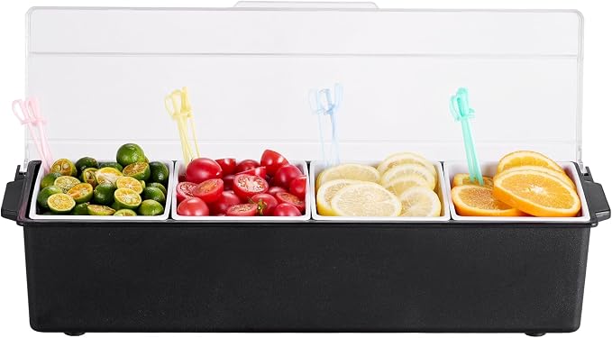 VEVOR Chilled Condiment Server, 4 Compartment Ice Cooled Condiment Serving - Image 10