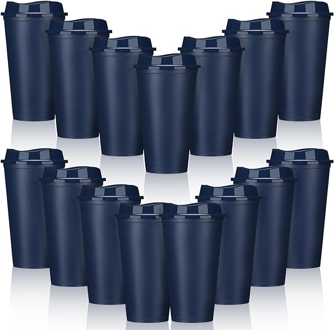 Domensi 15 Pack Reusable Plastic Coffee Cups by Domensi