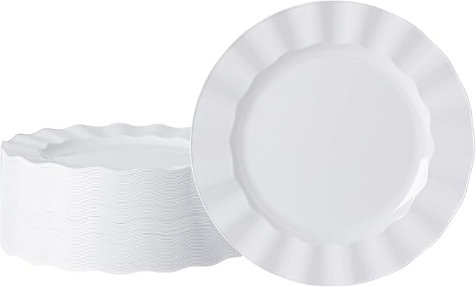 72 Pack White Plastic Plates, Thanksgiving by NZVCNTableware