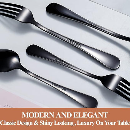 40 Pcs Black Silverware Set for 8, Food Grade Stainless Steel Flatware Set - Image 5