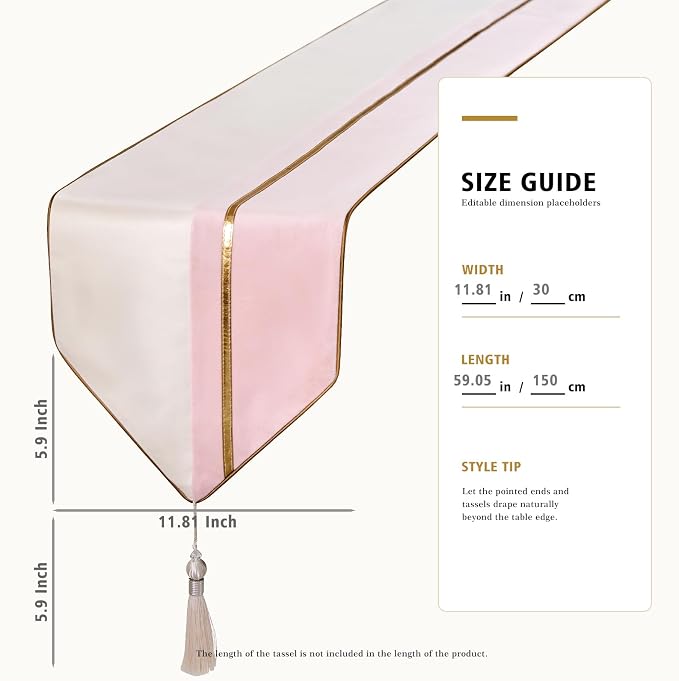 Avigers Table Runner 12 x 59 Inch, Ice Berry Powder White, Geometric | Faux - Image 2