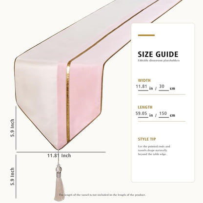 Avigers Table Runner 12 x 59 Inch, Ice Berry Powder White, Geometric | Faux - Image 2