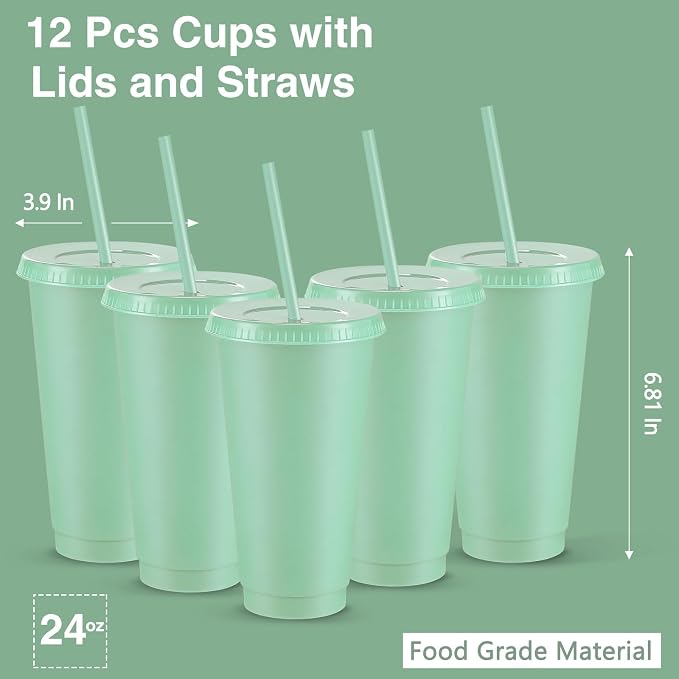 Amyhill 12 Pcs Reusable Plastic Cup - Image 2