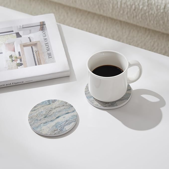 Set of 6 Mix Color Abstract Onyx Marble Coasters - Image 3