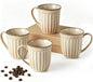 HASENSE Textured Coffee Mugs Set of 4, 16 Oz Ribbed Ceramic Cups by Hasense