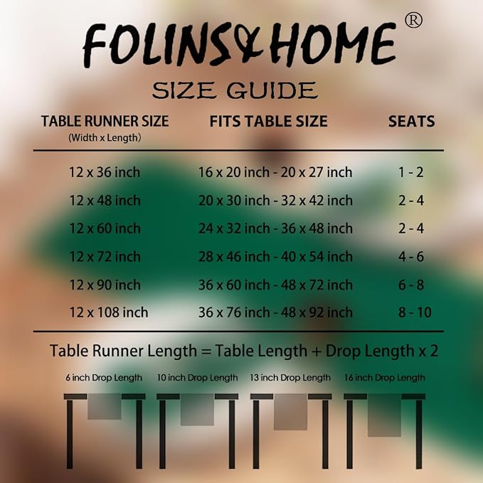 FOLINS&HOME Green Waterproof Decorative Table Runner 48 Inches Long | 210GSM - Image 6