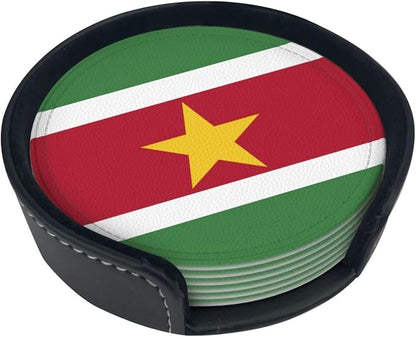6 Pack Surinam Flag Leather Coaster - Image 2