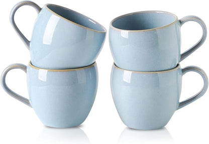 Coffee Mugs Set of 4, Stoneware 16 Oz Coffee Mugs by Tikooere