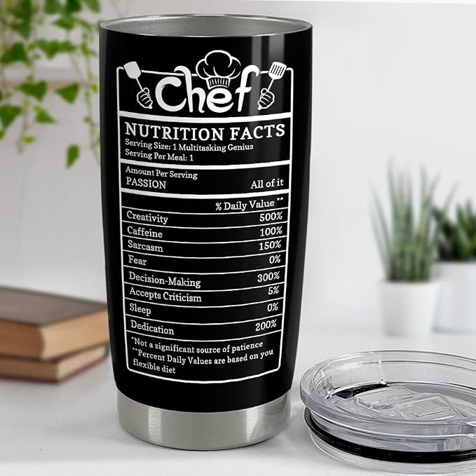 Gifts for Women Men Chef Tumbler 20oz Chef Stainless Steel Insulated Tumblers - Image 4