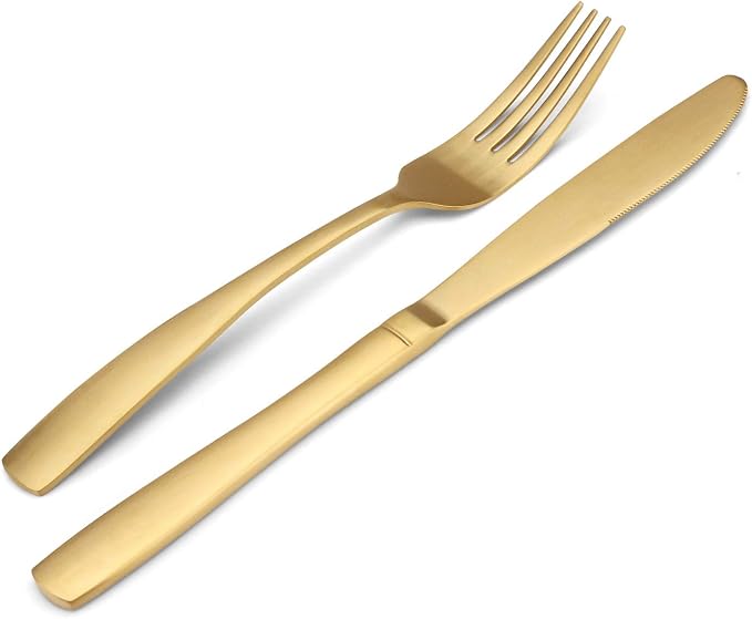 Matte Gold Silverware Set, Bysta 20-Piece Stainless Steel Flatware Set - Image 3