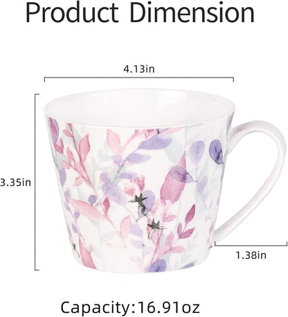 KAMMAK Bone China Coffee Mugs, 16oz Floral Tea Cups - Image 2