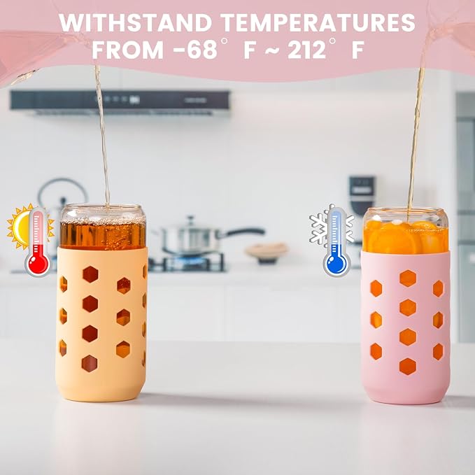 Mrsdry 20 oz Glass Cups with Lids and Straws - Image 6
