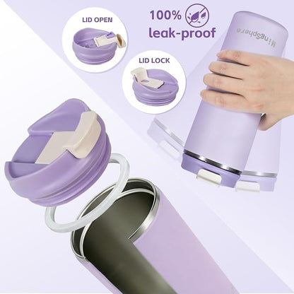 16oz Insulated Stainless Steel Coffee Cup, Lavender Purple | Travel Coffee Mug - Image 5