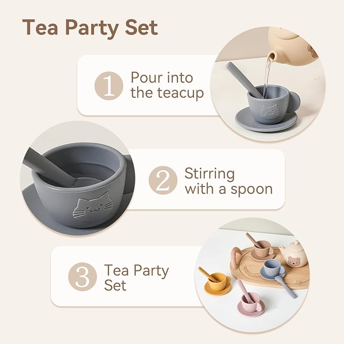 Tea Party Set for Little Girls 1-3 Kids Tea Set 14 Pcs - Image 4
