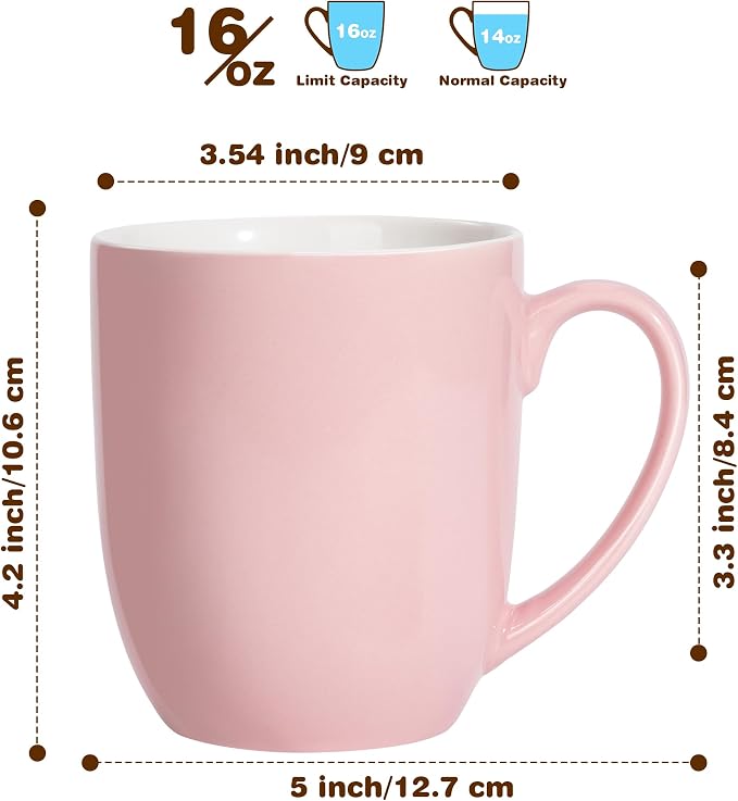 Urbanstrive 16 oz Large Coffee Mugs Set of 6 Ceramic Coffee Mug White Coffee - Image 2