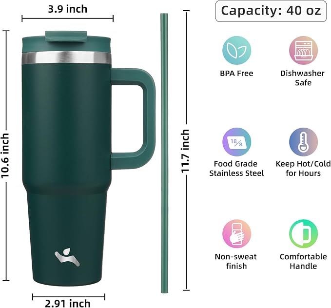 Konokyo 40 oz Insulated Tumbler Water Bottle - Image 4