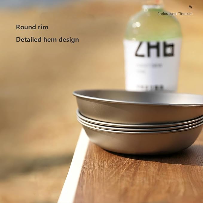 Titanium Plate Camping Picnic Tableware 27fl oz Cooking Utensils Extremely - Image 4