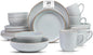 Stoneware Euro-Nordic 20pc Dinnerware Set, Shiny White by HomeVSS