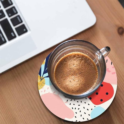 Chaotic Lines Dots and Shapes Coasters Set for Wood Table Creative Universal Artistic Fun Tabletop Protection Mat for Mugs and Cups 4 Inch for Kitchen Office Home