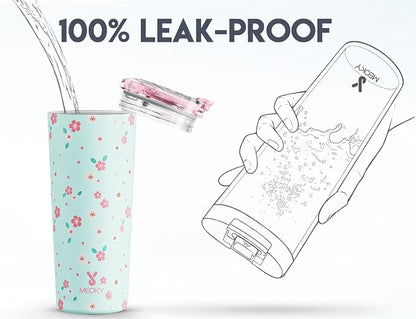 Meoky 24 oz Insulated Travel Coffee Mug: Leak Proof Lid, Mint Petal | Stainless - Image 5