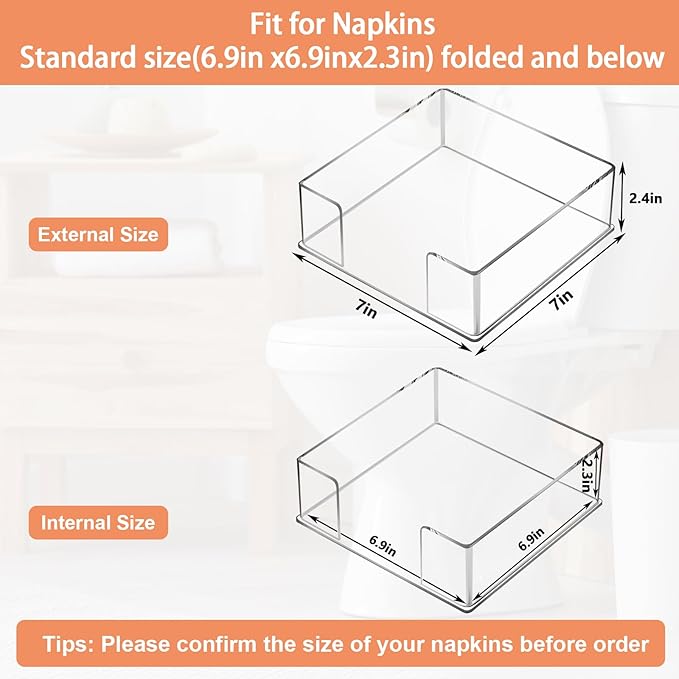 Square Acrylic Napkin Holder for Table Clear Servilletero for Paper Napkin | - Image 2