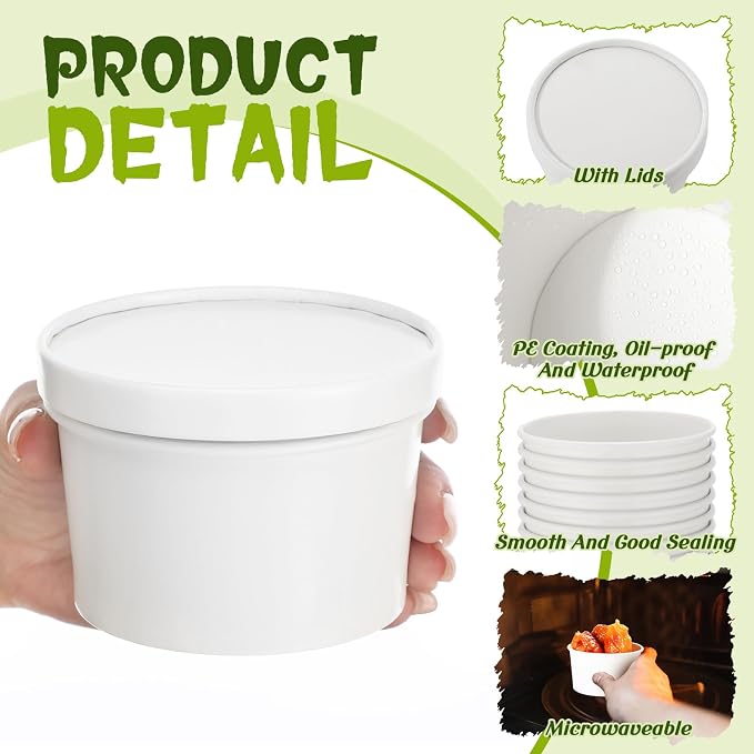 Fulmoon 100 Pack Paper Soup Containers - Image 3