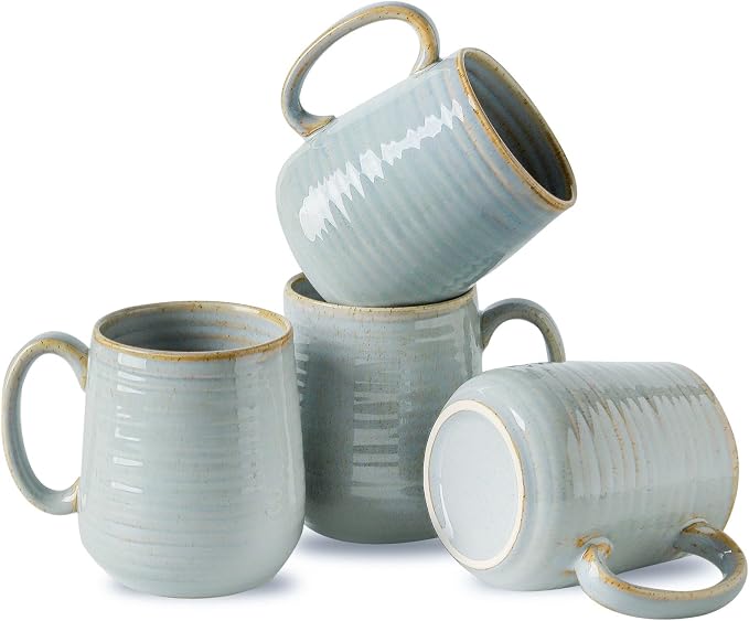 HASENSE Coffee Cups Ceramic, 12 Oz Reactive Glaze Coffee Mugs Set of 4 by Hasense
