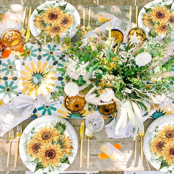 WRAPAHOLIC 25Pcs Sunflower Paper Plates - Image 5