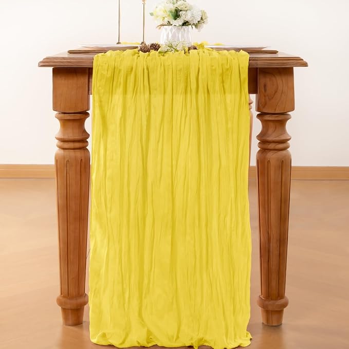 Yellow Cheesecloth Table Runner 120 Inches 10 Ft Gauze Table Runner | Summer - Image 2