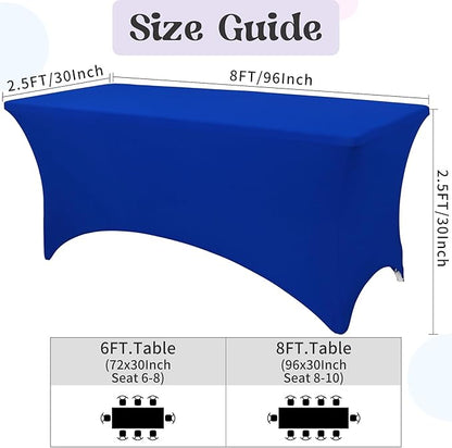 HAISIWLKJ 3 Pack Table Cloth 8ft Royal Blue Tablecloths for Rectangle Folding Table Spandex Fitted Stretch Cover Wrinkle Resistant Washable Protector for Party, Wedding, Banquet, Festival.