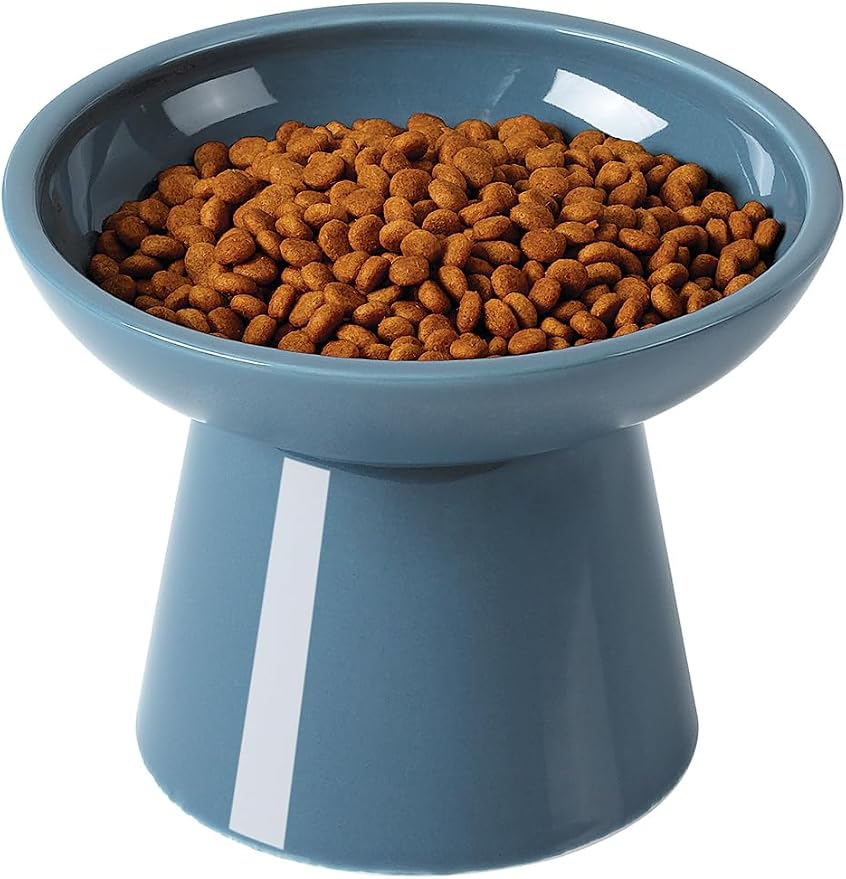 LoeJan Elevated Cat Food and Water Bowls Set, Extra Wide and Raised Ceramic by LoeJan