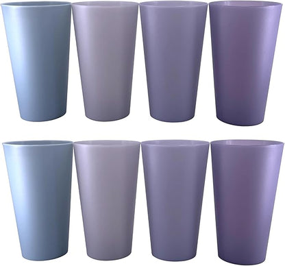 32 oz Plastic Cups Large Reusable set 8, Plastic Tumbler Grey Tone | Food Grade by WEXINHAO