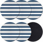 Navy Blue Grey Stripe Coasters Set of 6, Minimalist Farmhouse Striped Soft by PIEPLE