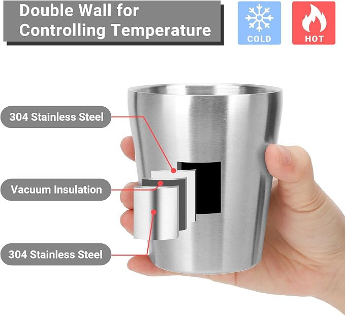 Insulated Stainless Cup, 10 oz Insulated Tumbler, 8 Pack Double Wall - Image 3