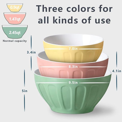 Lareina Ceramic Mixing Bowls Set of 3, Large Nesting Bowls - Image 2