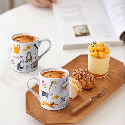 Mini Espresso Cups Set of 4, 3.5oz Porcelain Espresso Shot Cups, Cute Dog and - Image 2