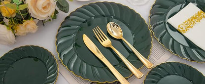 YOUBET 150PCS Emerald Green Plastic Plates - Image 8