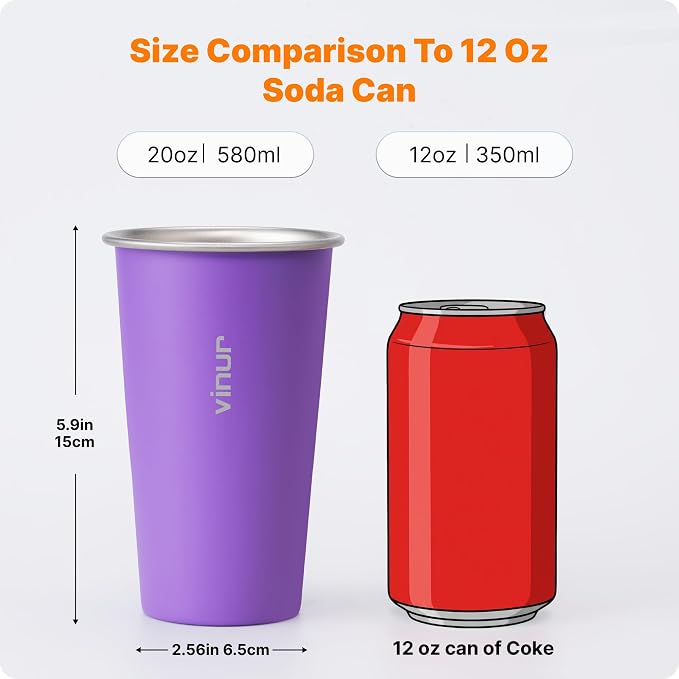 20 oz Stainless Steel Cups-Colorful Stackable Metal Drinking Glasses 6 Pcs | - Image 6