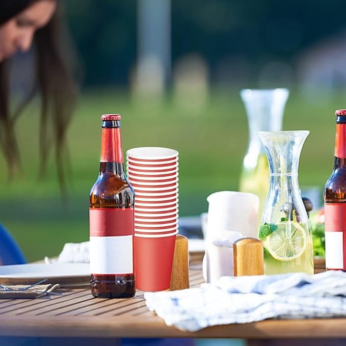 75 Pack 8 oz Disposable Paper Cups, Paper Coffee Cups-Red | Beverage Cups - Image 7